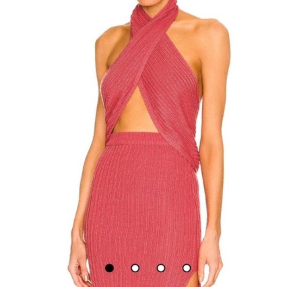 NWT Revolve Camila Coelho Pink rib halter top - the Lyon top Large
